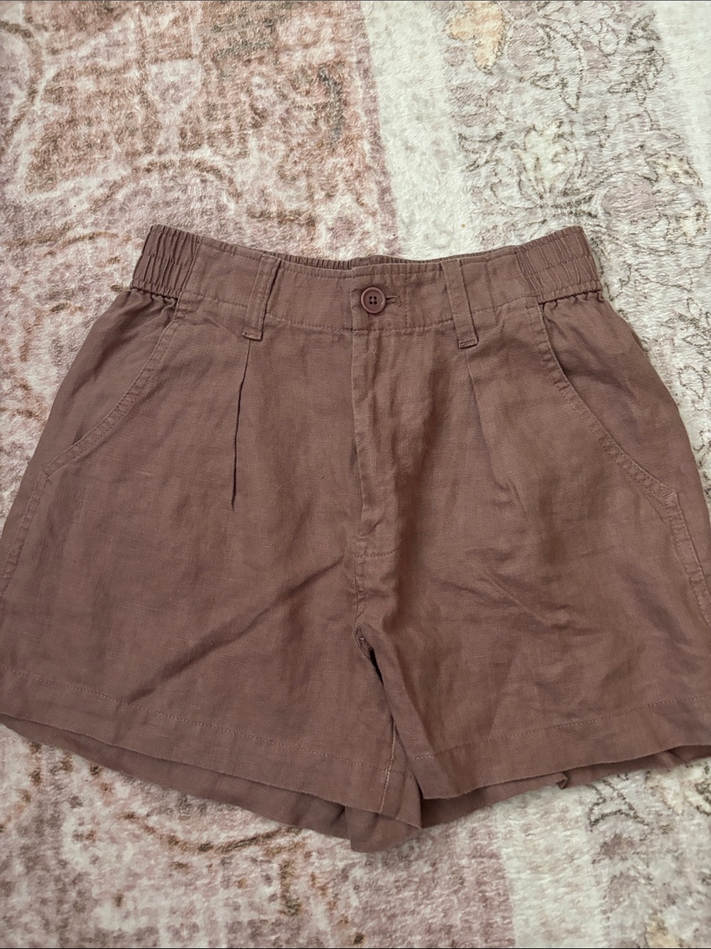Madewell Mauve-Brown Elastic Waist Shorts